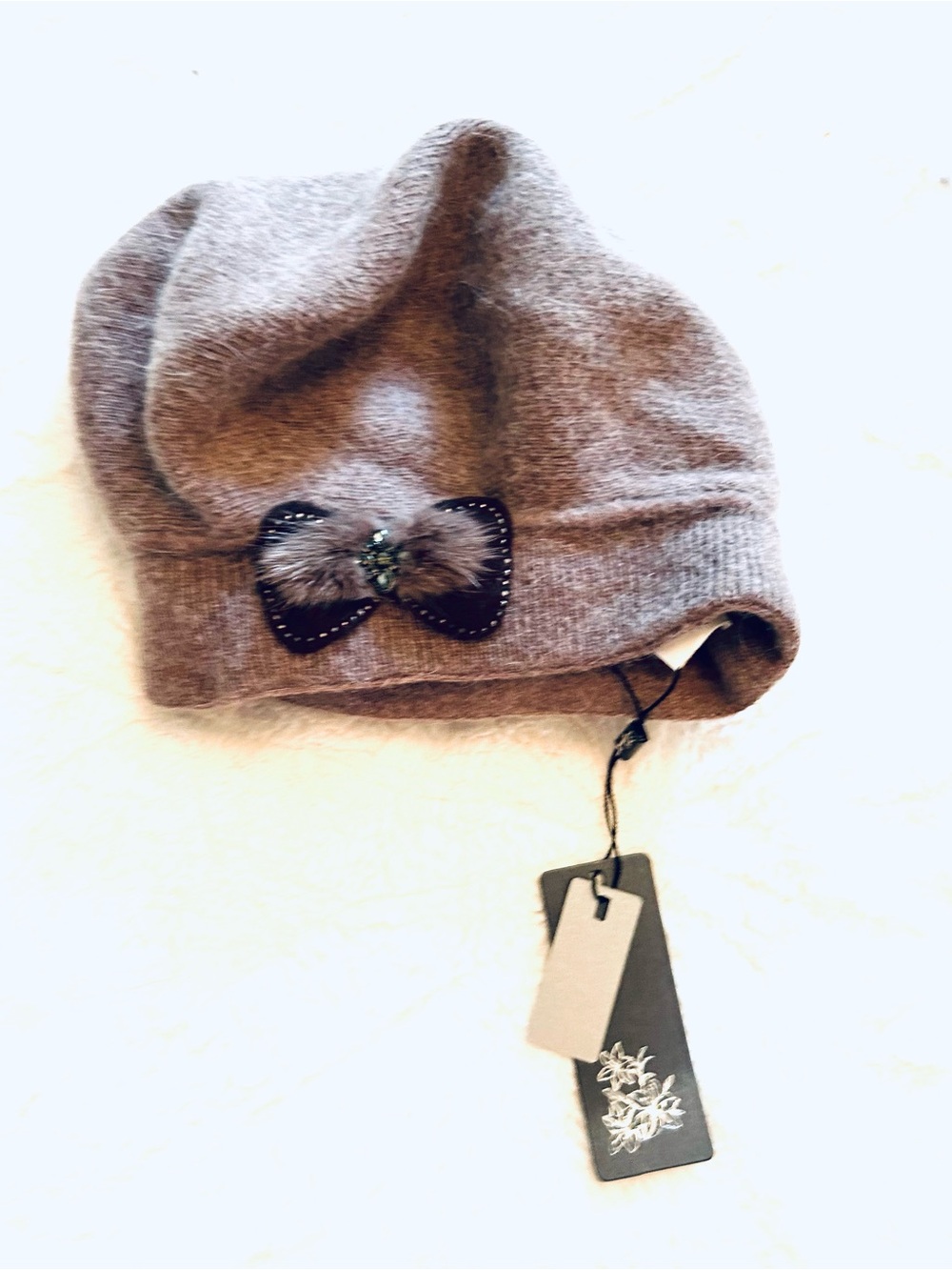 NWT Winter Brown French Beret for Women 100% Angora Wool Classic Beret Beanie